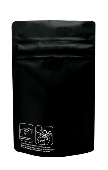 1/8oz Child Resistant Stand Up Pouches - Satin Black
