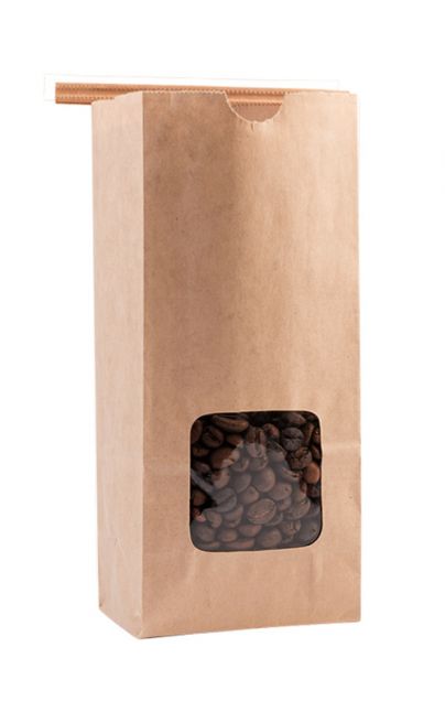 8oz Windowed Natural Kraft Paper Bags with Tin Ties & Poly Liner